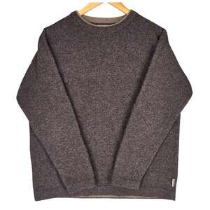 WOOLRICH MEN'S WOOL CREWNECK SWEATER – CHOCOLATE HEATHER – SIZE M – WOOL BLEND